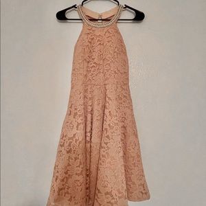 Pink Lace Homecoming Dress